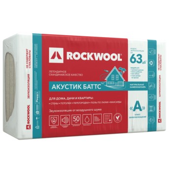 Базальтовая вата Rockwool Акустик Баттс 1000х600х100 мм 5 плит в упаковке